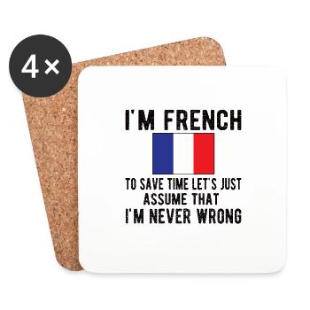 Français Drapeau de la France Origine Français - Dessous de verre (lot de 4) - blanc - Devant