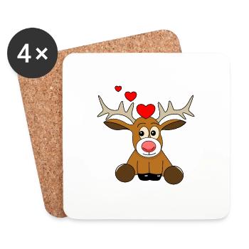 Reindeer Valentine's Day 2 - Coasters (set of 4) - white - Front