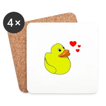 Canard grinçant Saint-Valentin - Dessous de verre (lot de 4) - blanc - Devant