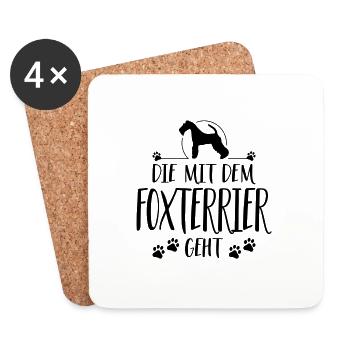 DIE MIT FOXTERRIER Hundespruch Hund Hunde - Untersetzer (4er-Set) - Weiß - Vorne