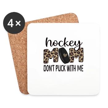 Fière maman de hockey sur glace de la mère joueuse de hockey sur glace - Dessous de verre (lot de 4) - blanc - Devant