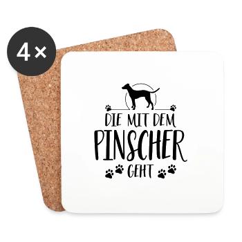 DIE MIT PINSCHER GEHT Hundespruch Hunde Hund - Untersetzer (4er-Set) - Weiß - Vorne