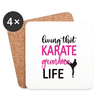 Meilleur cadeau de grand-mère de karaté Fière grand-mère de karaté - Dessous de verre (lot de 4) - blanc - Devant
