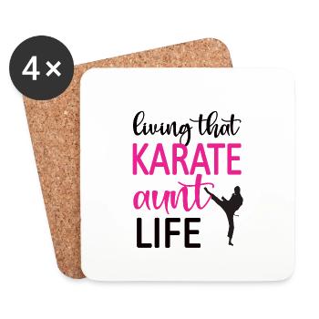 Meilleur cadeau de tante de karaté Tante fière de karaté - Dessous de verre (lot de 4) - blanc - Devant