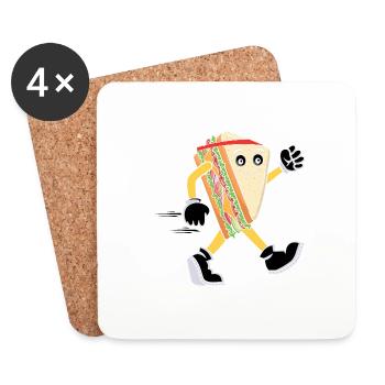 Fun Bread Sandwich Cardio Running Runners - Coasters (set of 4) - white - Front