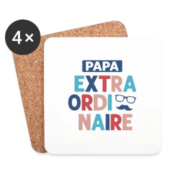 Papa Extraordinaire Pour Meilleur Papa - Dessous de verre (lot de 4) - blanc - Devant
