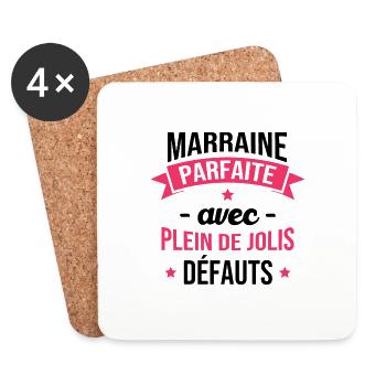 Marraine parfaite avec plein de jolis défauts - Dessous de verre (lot de 4) - blanc - Devant