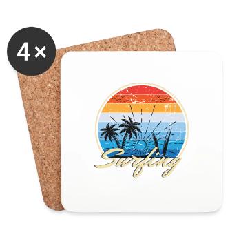 Surf Vacances Plage Mer Planche de surf Cadeau mer - Dessous de verre (lot de 4) - blanc - Devant