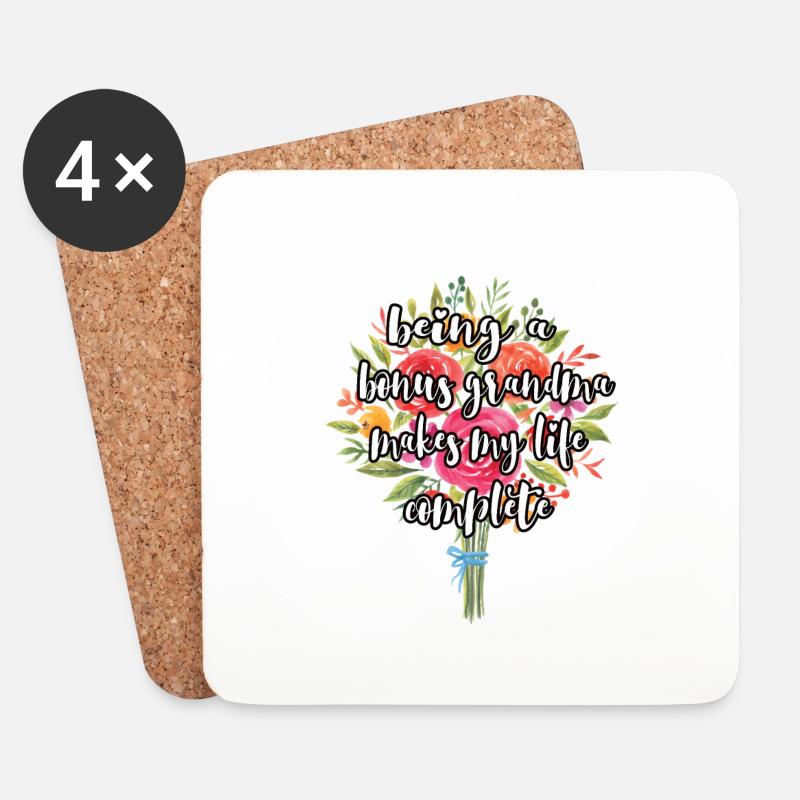 Stolze Bonus-Oma Beste Stiefgroßmutter Geschenk - Untersetzer (4er-Set) - Weiß