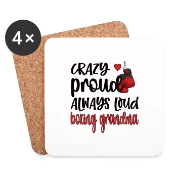 Boxoma Proud Boxing Grandma Boxer Grandma Gift - Coasters (set of 4) - white - Front