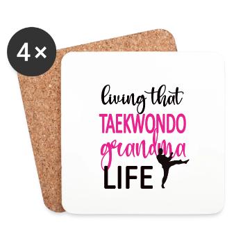 Taekwondo Grandma Proud Taekwondo Grandmother Gift - Coasters (set of 4) - white - Front