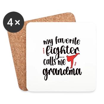 Taekwondo Grandma Proud Taekwondo Grandmother Gift - Coasters (set of 4) - white - Front