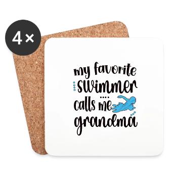 Fière natation Grand-mère Grand-mère Nageuse Grand-mère natation Grand-mère - Dessous de verre (lot de 4) - blanc - Devant