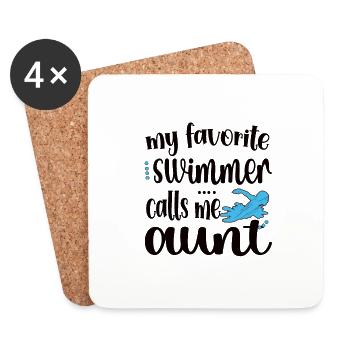 Proud Swimming Aunt Swimmer Swimming Aunt - Coasters (set of 4) - white - Front
