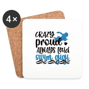 Fière natation Gigi Nageuse Gigi Grandma Cadeau - Dessous de verre (lot de 4) - blanc - Devant