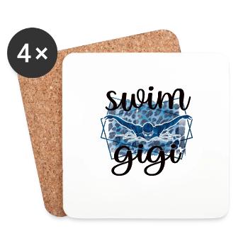 Fière natation Gigi Nageuse Gigi Grandma Cadeau - Dessous de verre (lot de 4) - blanc - Devant