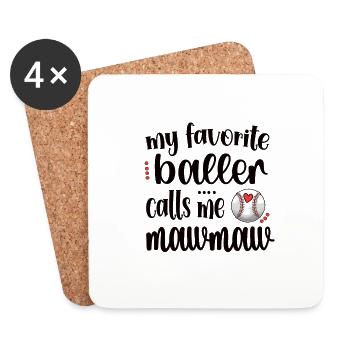 Mawmaw Grand-mère du joueur de baseball Baseball Mawmaw - Dessous de verre (lot de 4) - blanc - Devant