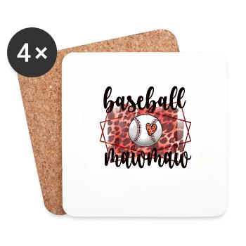 Mawmaw Grand-mère du joueur de baseball Baseball Mawmaw - Dessous de verre (lot de 4) - blanc - Devant