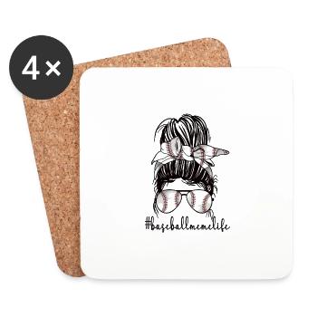 Fiers mèmes Grand-mère du joueur de baseball mème de baseball - Dessous de verre (lot de 4) - blanc - Devant