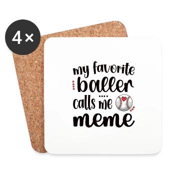 Fiers mèmes Grand-mère du joueur de baseball mème de baseball - Dessous de verre (lot de 4) - blanc - Devant