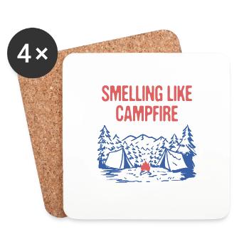Smelling Like Campfire Funny Camping Humor Camper - Coasters (set of 4) - white - Front