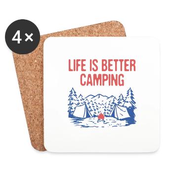 La vie est meilleure Camping Citation motivationnelle Camper - Dessous de verre (lot de 4) - blanc - Devant
