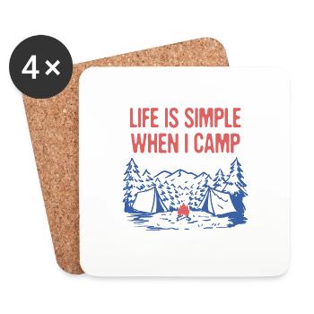 Life is Simple When I Camp Summer Camping - Untersetzer (4er-Set) - Weiß - Vorne