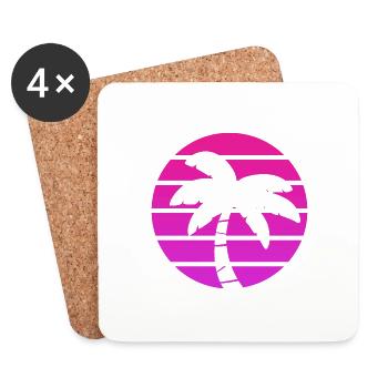 Palm Tree Sunset Lovers - Coasters (set of 4) - white - Front