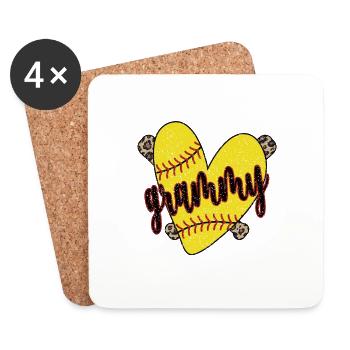 Grammy Oma Eines Softballspieler Softball Grammy - Untersetzer (4er-Set) - Weiß - Vorne