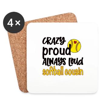 Proud softball cousin softball player cousin - Coasters (set of 4) - white - Front