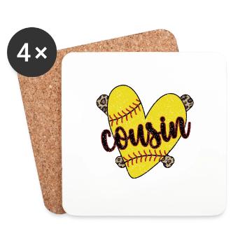 Proud Softball Cousin of a Softball Player - Coasters (set of 4) - white - Front