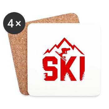 Ski Berge - Untersetzer (4er-Set) - Weiß - Vorne