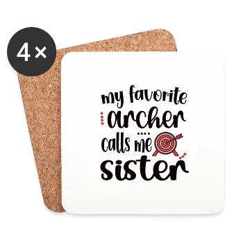 Bogenschießen-Schwester Bogenschützen Schwester - Untersetzer (4er-Set) - Weiß - Vorne