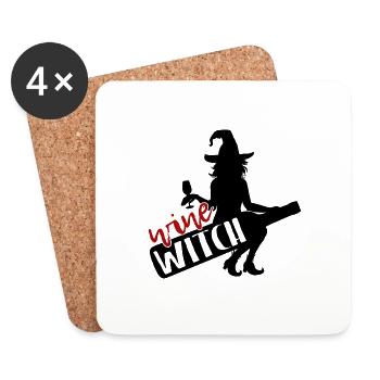 Wine Witch - Halloween Party - Untersetzer (4er-Set) - Weiß - Vorne