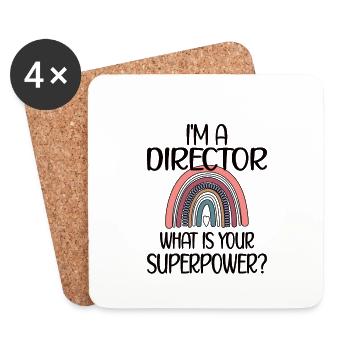 Fier directeur Cadeau Directeur Appréciation - Dessous de verre (lot de 4) - blanc - Devant