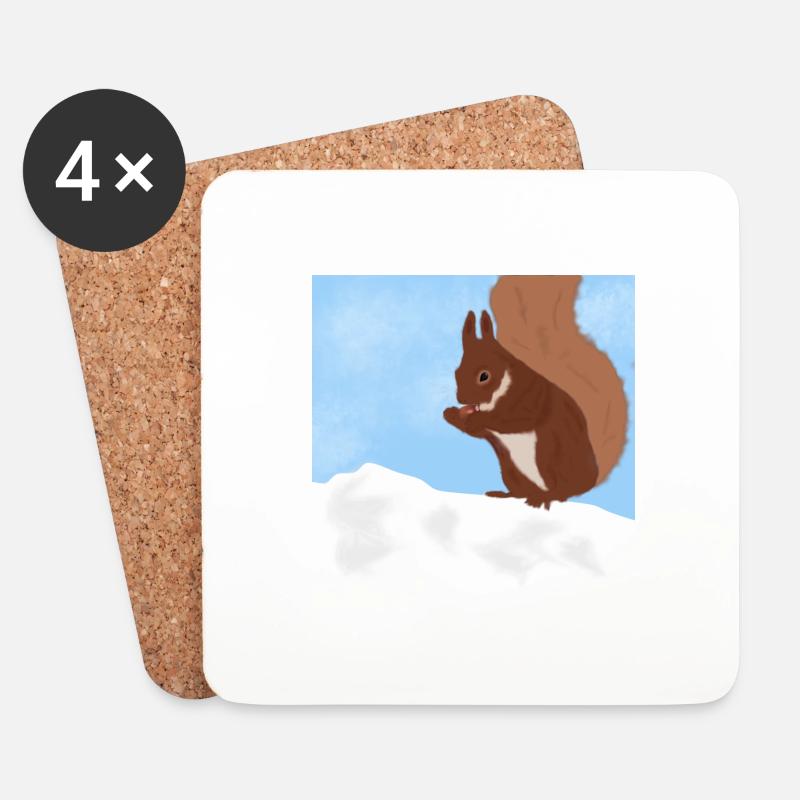 Eichhörnchen - Untersetzer (4er-Set) - Weiß