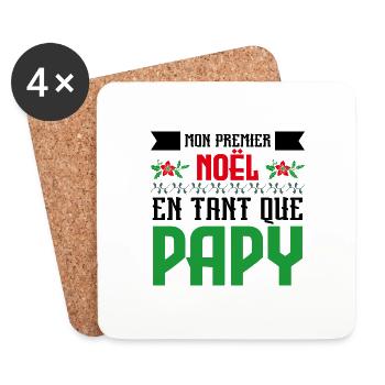 Premier noël en tant que papy - Dessous de verre (lot de 4) - blanc - Devant