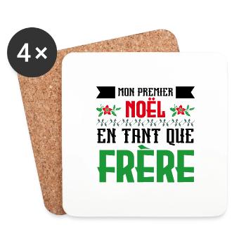 Le premier Noël en tant que frère - Dessous de verre (lot de 4) - blanc - Devant