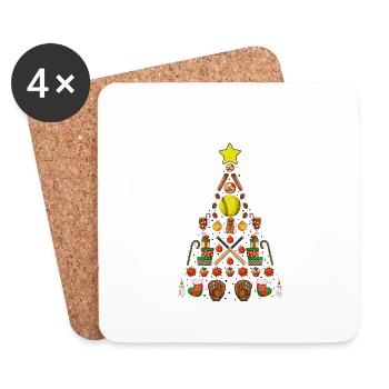 Softball Christmas Gifts Softball Player Xmas - Coasters (set of 4) - white - Front