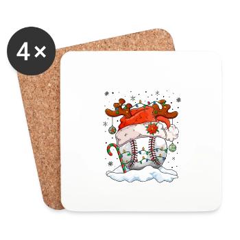 Baseball Christmas Baseball Player Xmas Party - Untersetzer (4er-Set) - Weiß - Vorne
