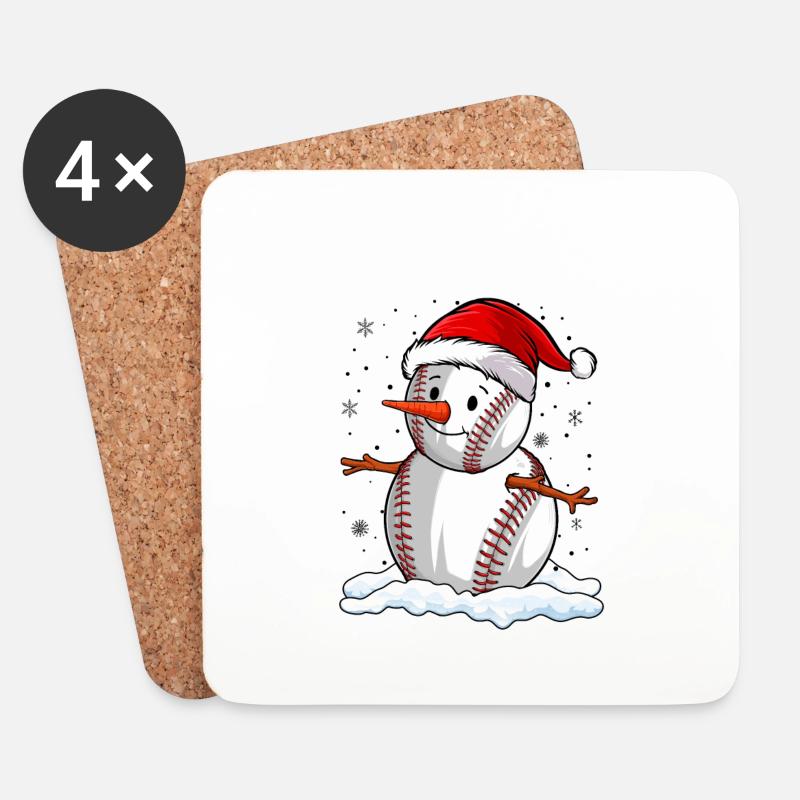 Baseball Christmas Baseball Player Xmas Party - Untersetzer (4er-Set) - Weiß