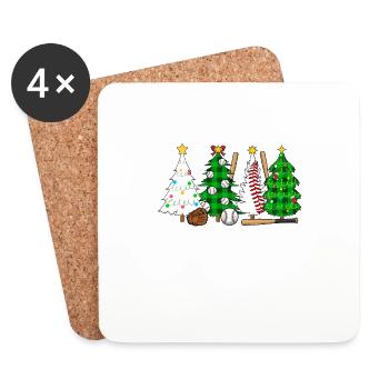 Baseball Christmas Gifts Baseball Player Xmas - Coasters (set of 4) - white - Front
