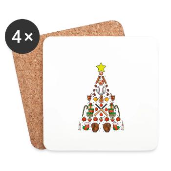 Baseball Christmas Gifts Baseball Player Xmas - Untersetzer (4er-Set) - Weiß - Vorne