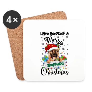 Berger anglais Noël Berger anglais Noël - Dessous de verre (lot de 4) - blanc - Devant