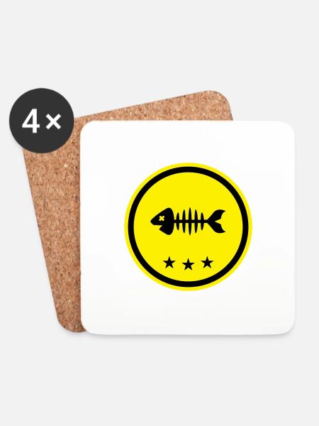 Fisch Symbol Knochen Gräte - Untersetzer (4er-Set) - Weiß