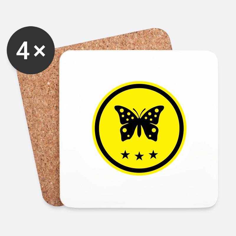 Schmetterling Symbol - Untersetzer (4er-Set) - Weiß