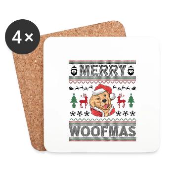 Golden Retriever Ugly Christmas Golden Dog Xmas - Coasters (set of 4) - white - Front