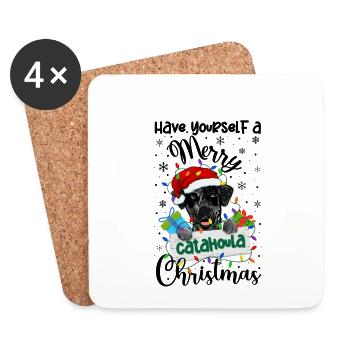 Cadeau de chien d’or de Noël Catahoula - Dessous de verre (lot de 4) - blanc - Devant