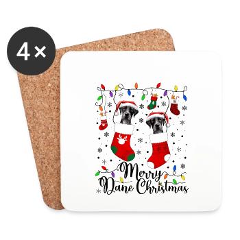 Cadeau de chien d’or de Noël du Grand Danois - Dessous de verre (lot de 4) - blanc - Devant