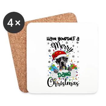 Cadeau de chien d’or de Noël du Grand Danois - Dessous de verre (lot de 4) - blanc - Devant